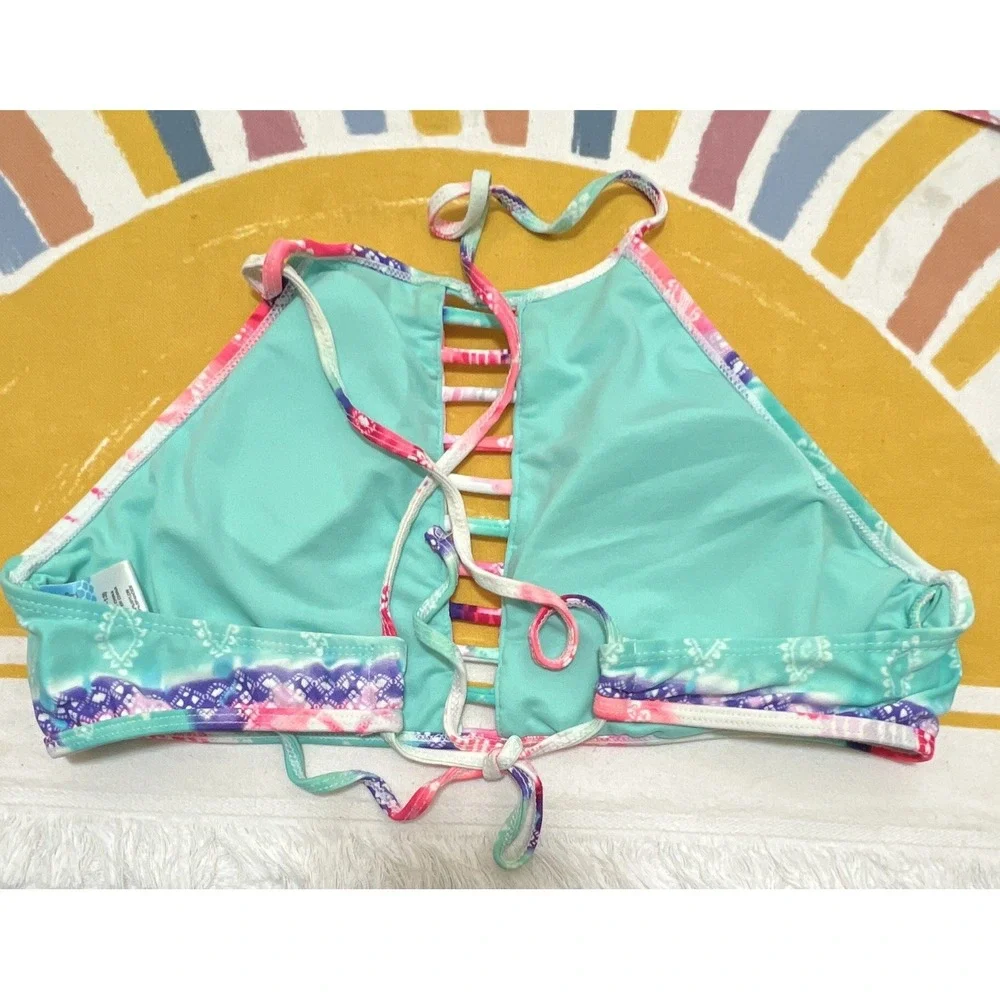 Catalina Girls Halter Swim Top Tie Dye Lined Adjustable Strap L/G 11-13 52.2
